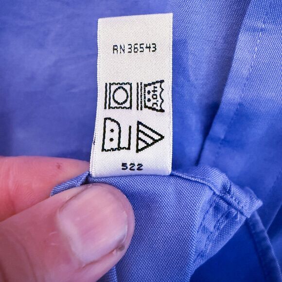 Van Heusen Mens Collared Button Down Long- Sleeve Shirt Blue Large - 16 34/35 - Picture 11 of 11